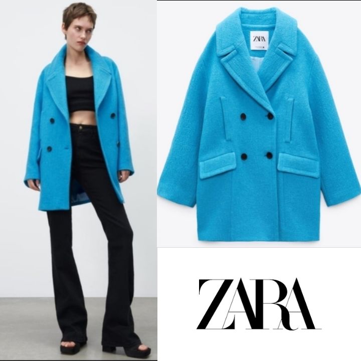 Manteau Zara double boutonnage avec laine 