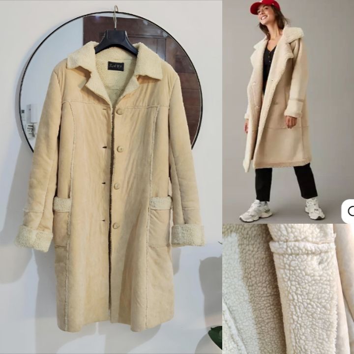 Manteau nude effet peau moutonné