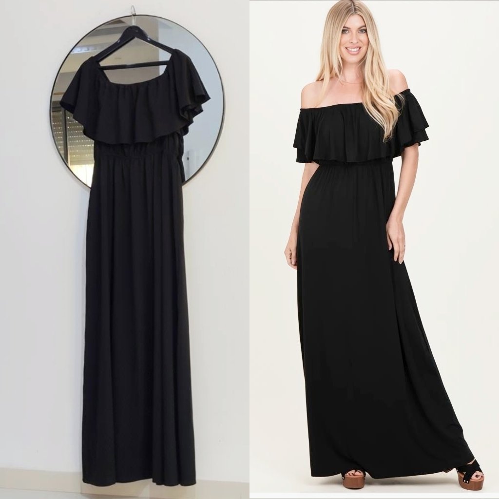 Robe Maxi col bardot chic 