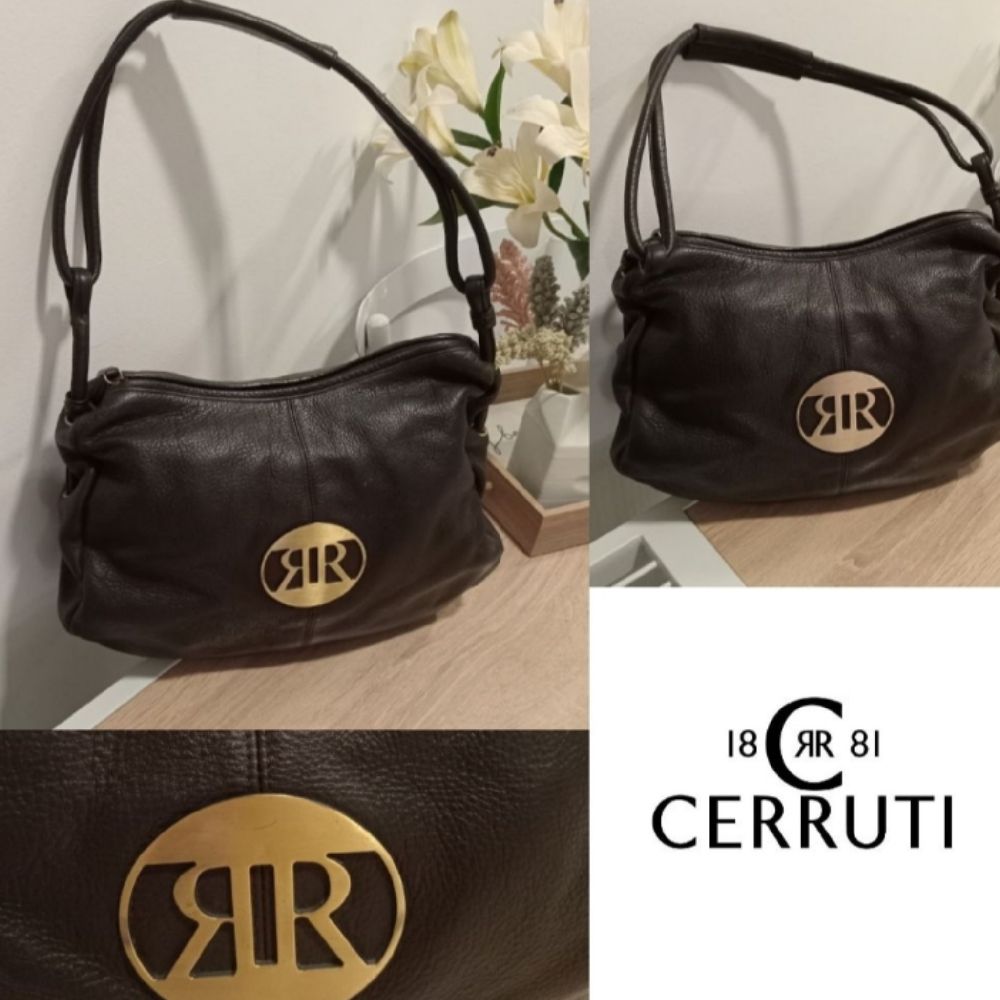 Sac à main Cerruti authentique en cuir grainé 