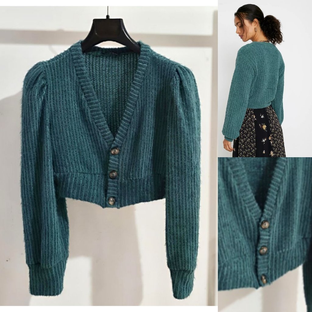 Cardigan crop Turquoise neuve 