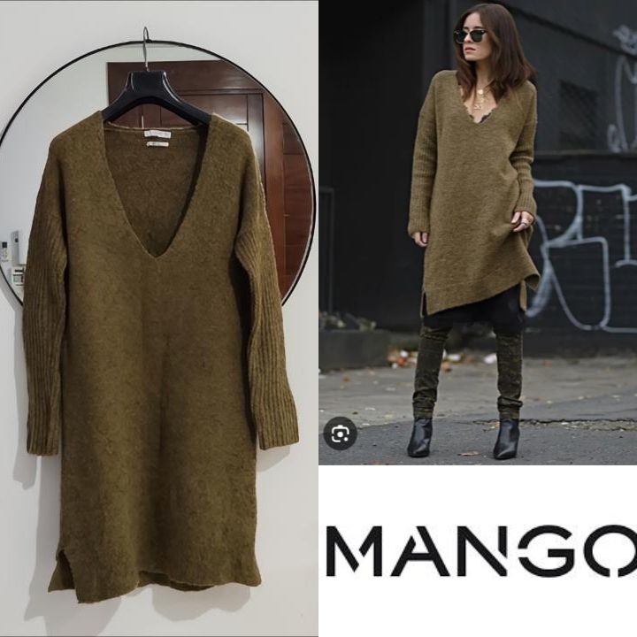 Robe Mango marron en laine 
