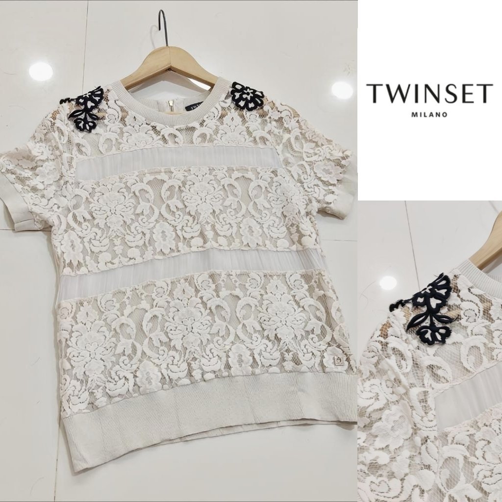 Twin-set 💯 soie +guipures cotton 