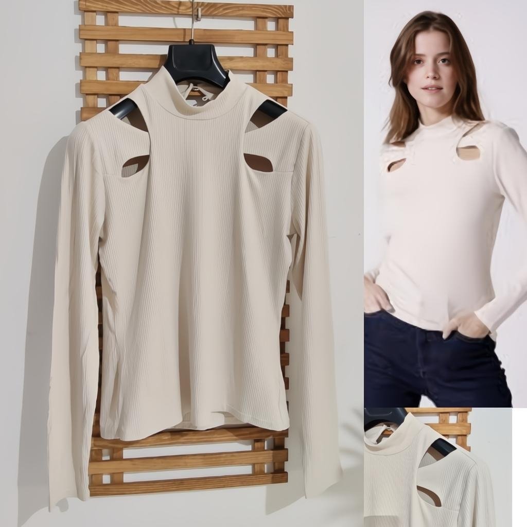 Pull côtelé nude  stylé 