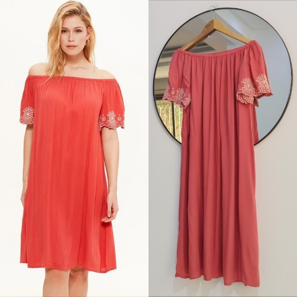 Robe LC wakiki corail brodée neuve 