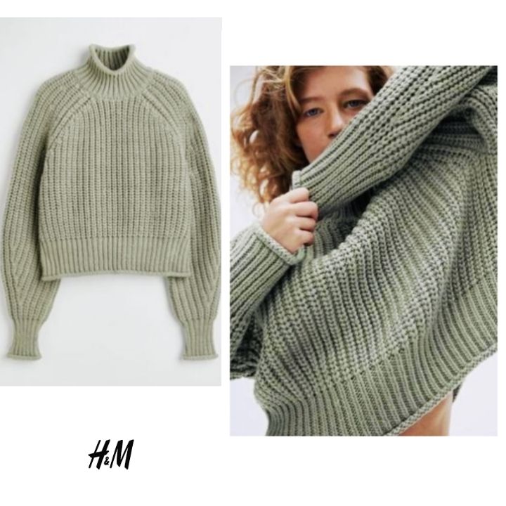 Pull H&M grosse maille vert Neuf 
