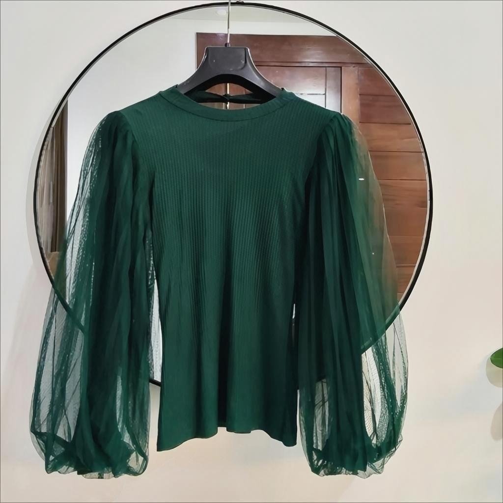 Pull côtelé émeraude en viscose 