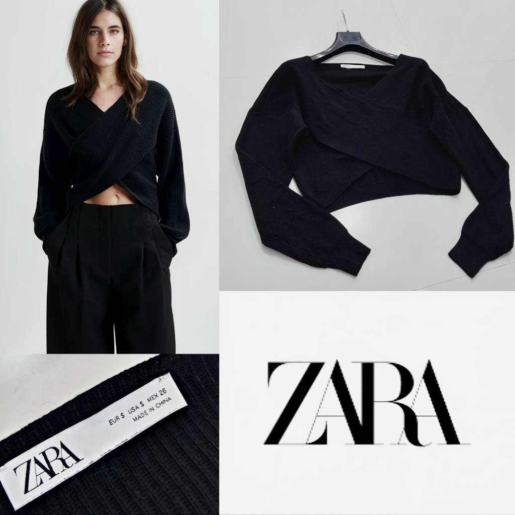 Pull Zara croisé crop neuf
