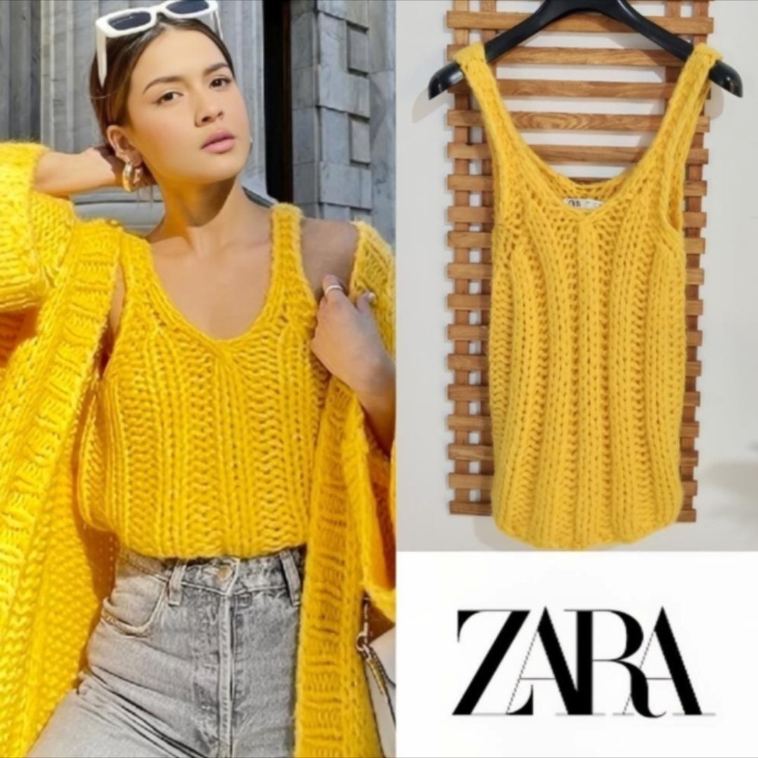 Zara jaune clair avec laine neuf