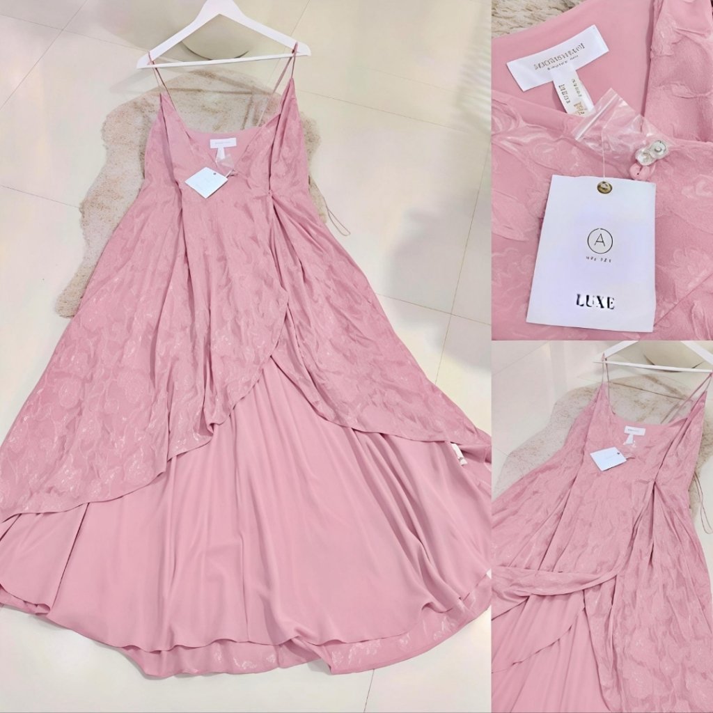 Robe longue vieux rose cache coeur neuve 