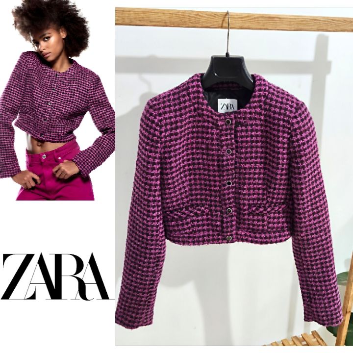 Veste Zara tweed cropped Pink