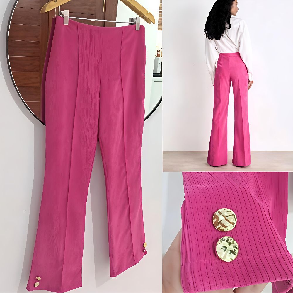 Pink en velours côtelé taille haute 