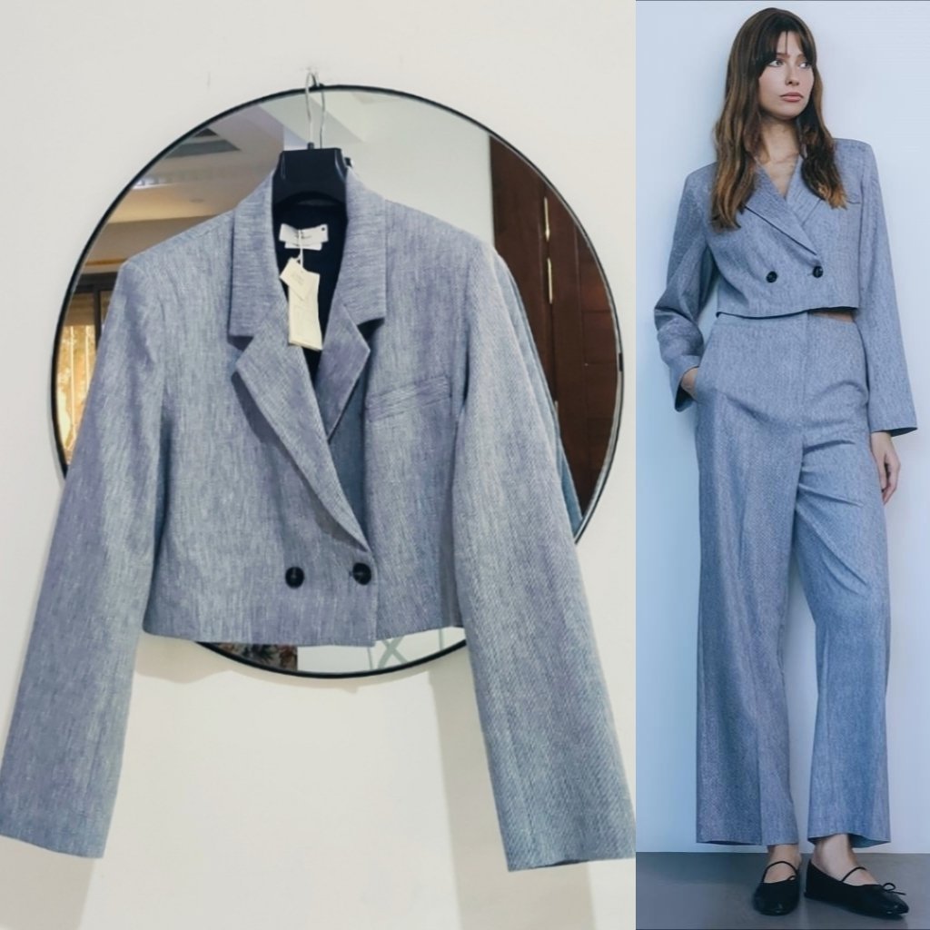 Blazer avec lin cropped neuf 