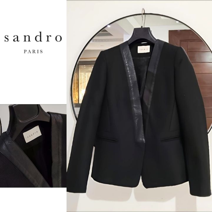 Sandro avec laine et cuir véritable Neuf 
