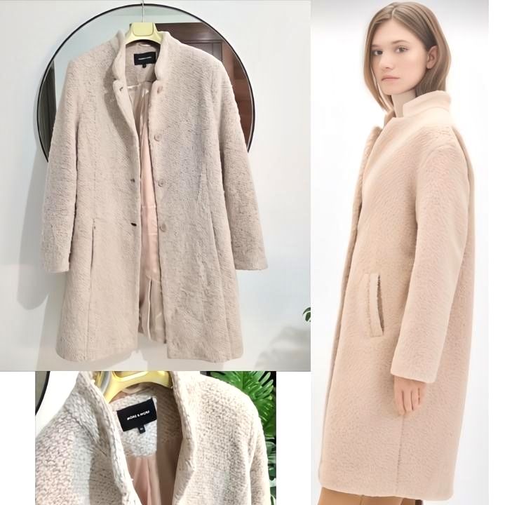 Manteau avec laine bouclé épais effet tweed