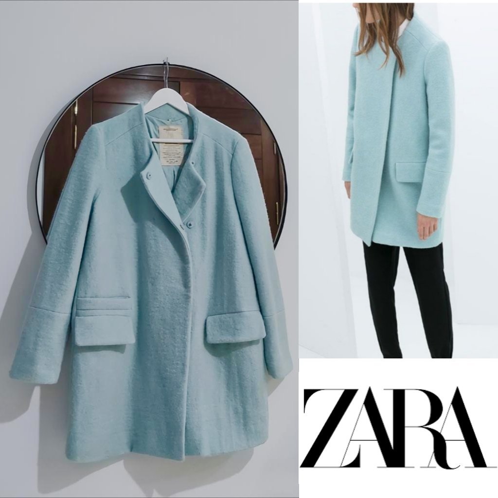 Manteau Zara en laine bleu pastel Neuf 