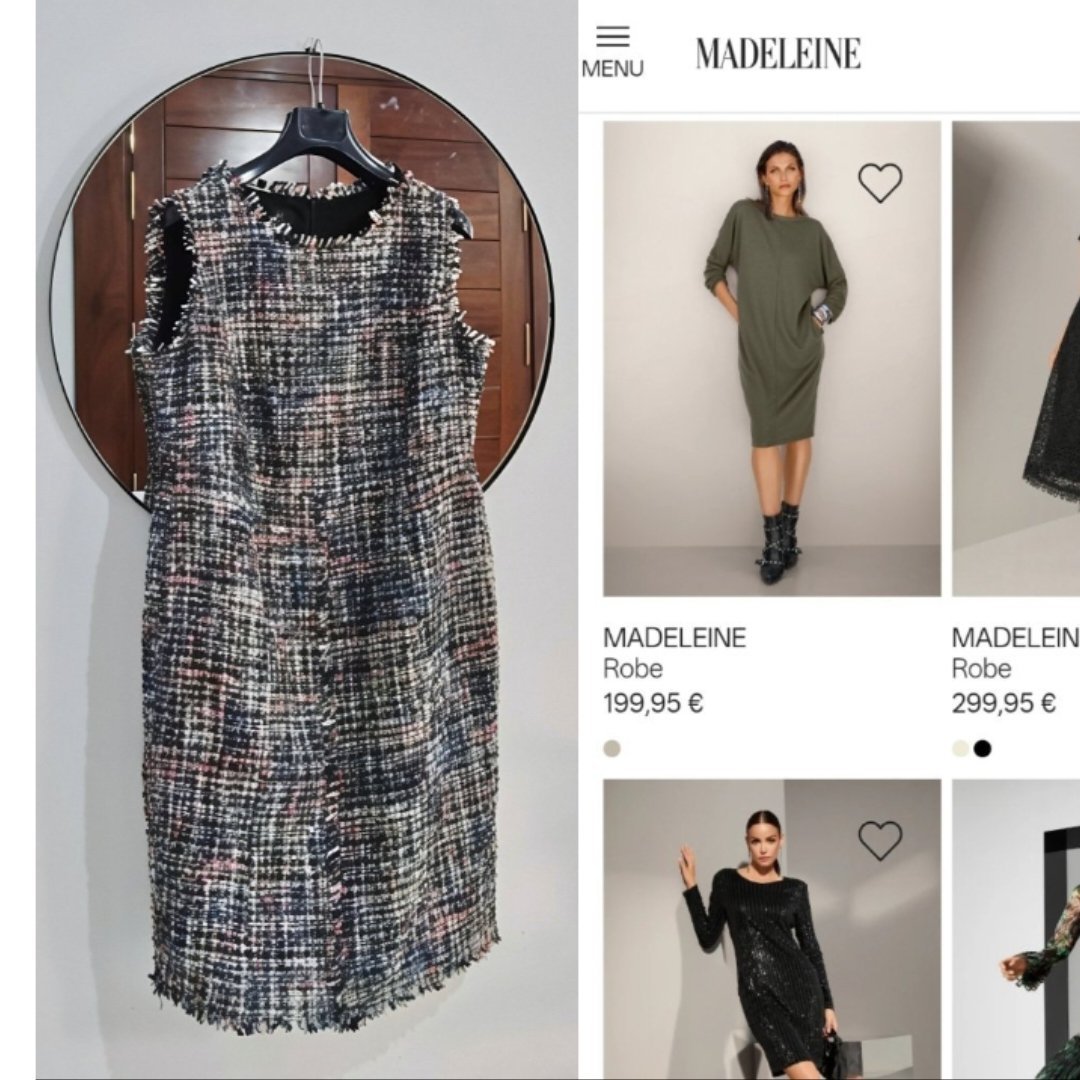 Madeleine robe tweed tissu Chanel jamais portée 