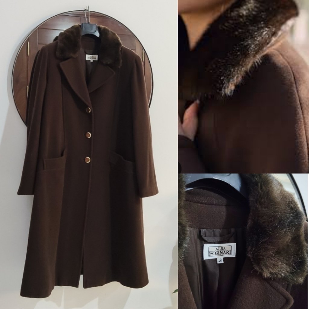 ALBA FORNARI,Manteau marron long 💯 laine chic
