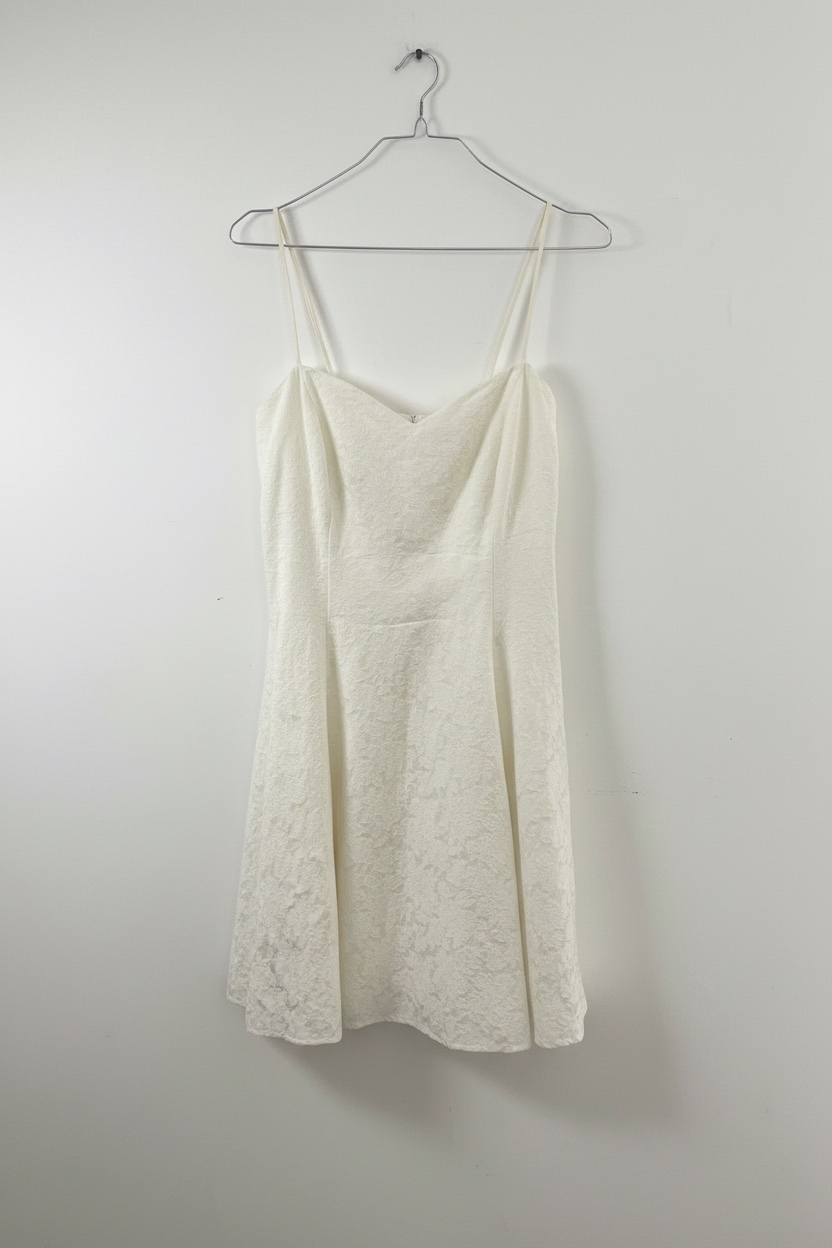 Robe légère ivoire à fines bretelles 57% coton 