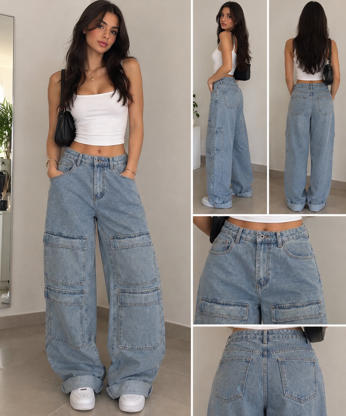 Jean cargo bleu clair