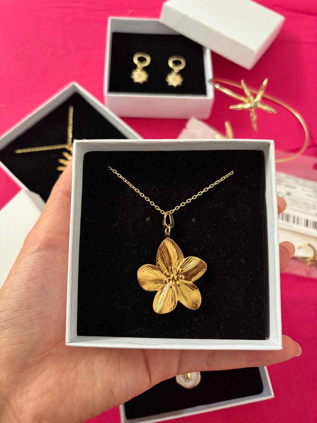 Flower necklace en acier inoxydable