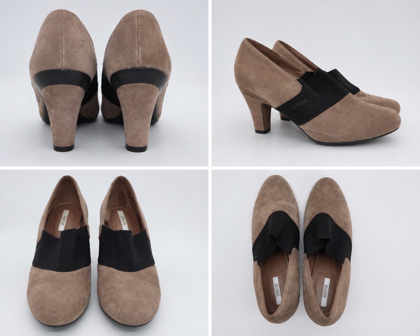 Escarpins Geox taupe en daim à talon – élégants et confortables