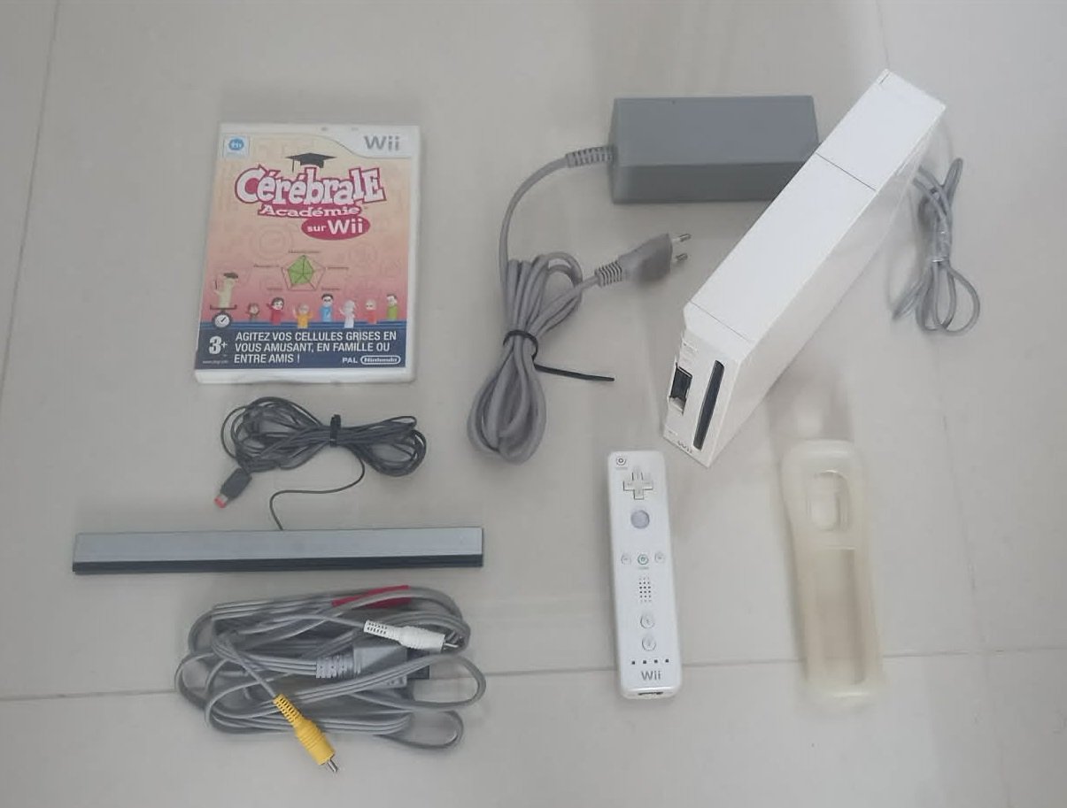🎮 Nintendo Wii Blanche Originale + Wiimote + Jeu Cérébrale Académie 🎮