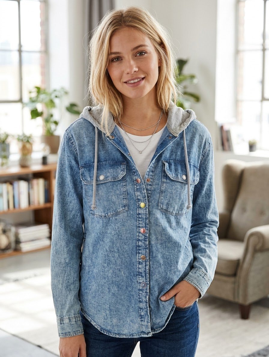 Sur chemise jean over size a capuche toute neuve