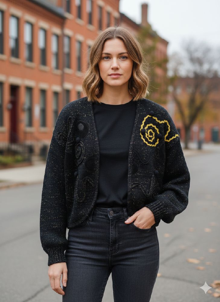 Gilet noir a détails 