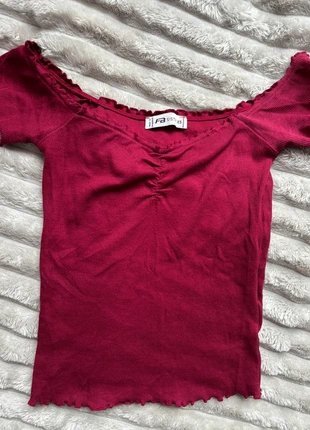 Off shoulder burgundy top