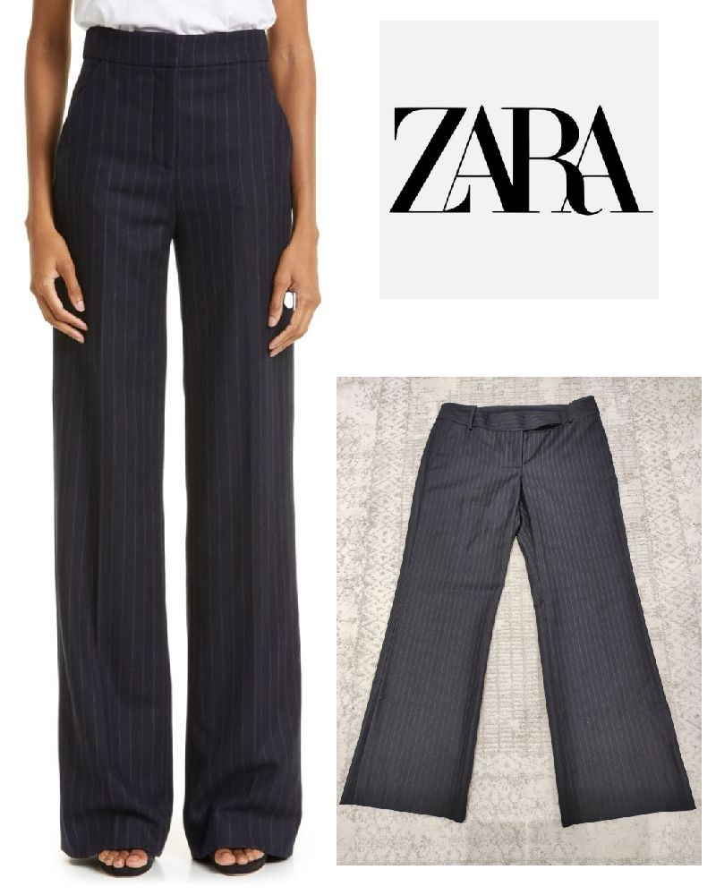 Pantalon formel large rayé Zara Basic 