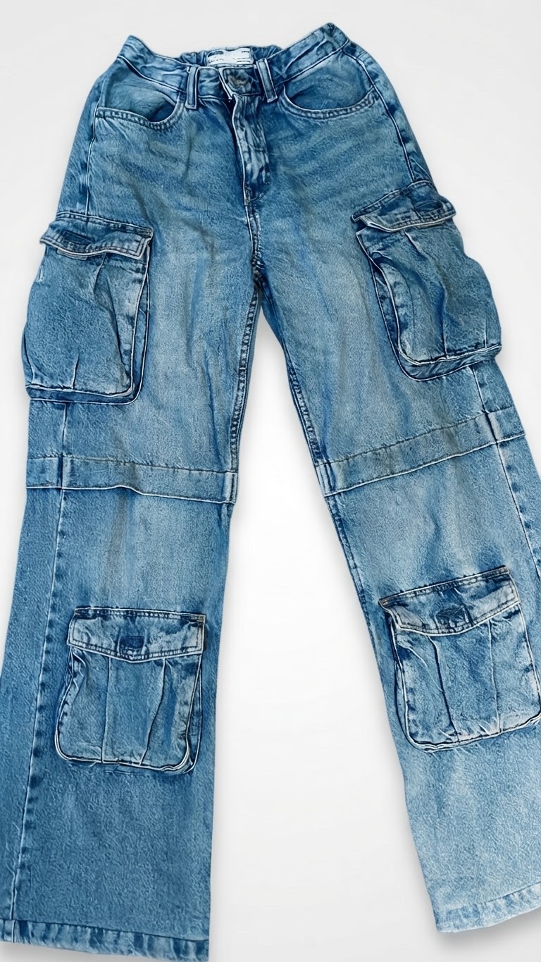 Cargo jean bleu (denim)