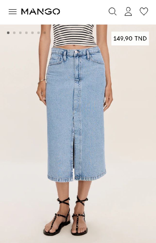 Jupe jean fendue mango