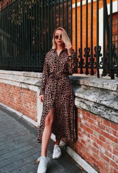 Longue robe zara imprimé léopard