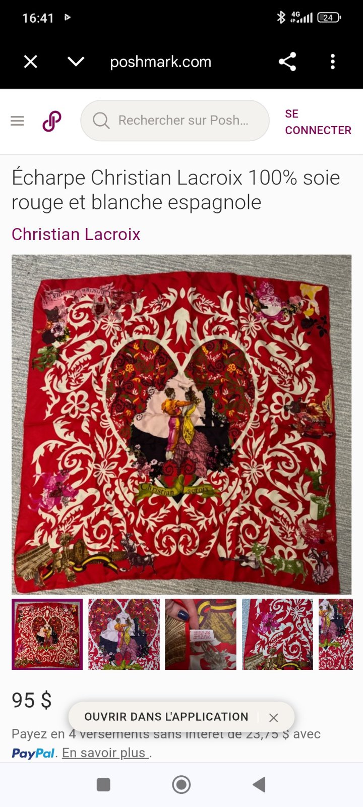 Foulard cristian lacroix 100% soie neufe