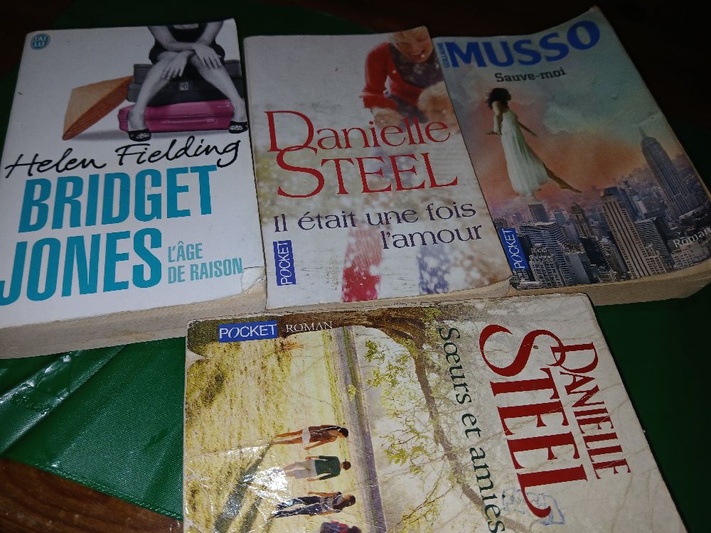 4 livres originaux , 2 de danielle steel , 1 de helen fielding et  1 de fuillaume mussi