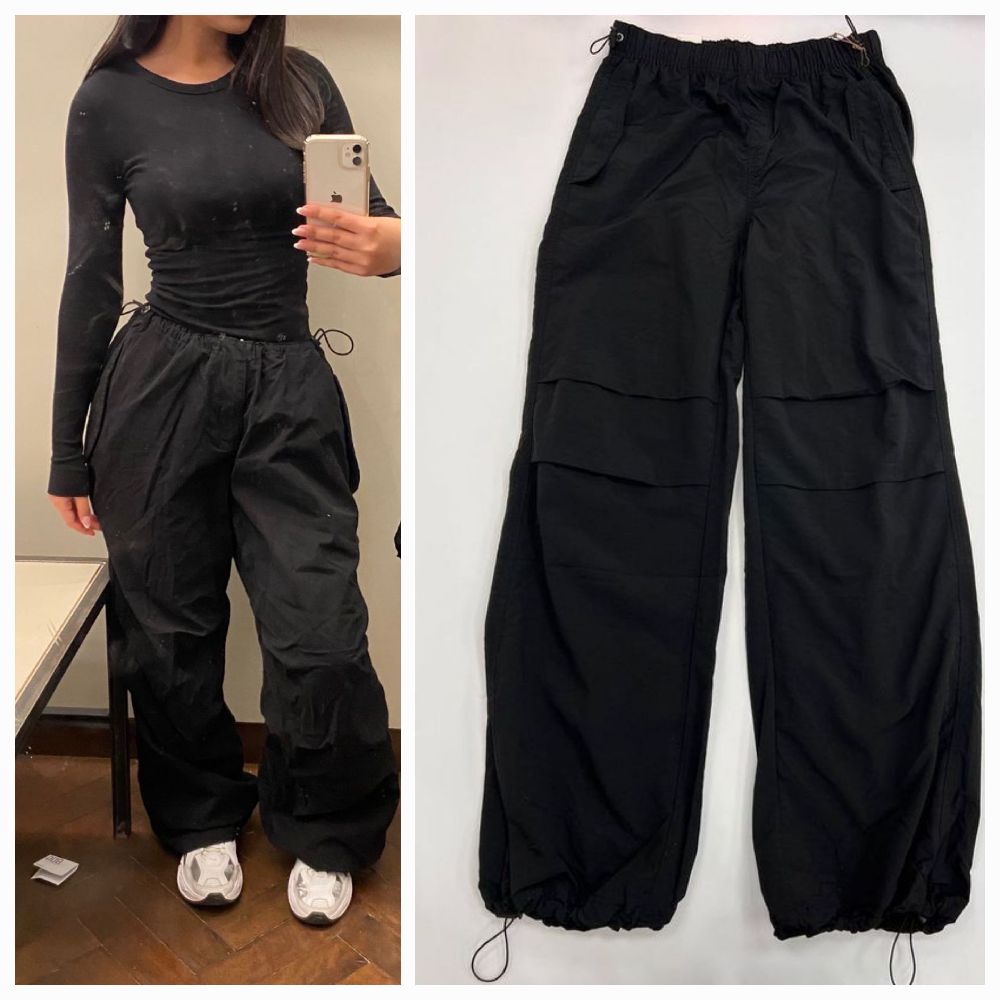 Black parachute pants