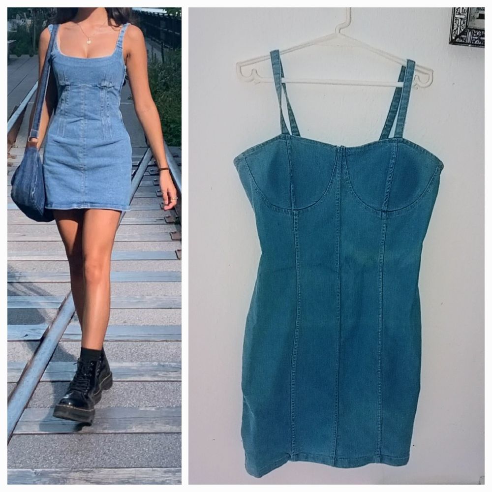  Zip up denim light blue dress