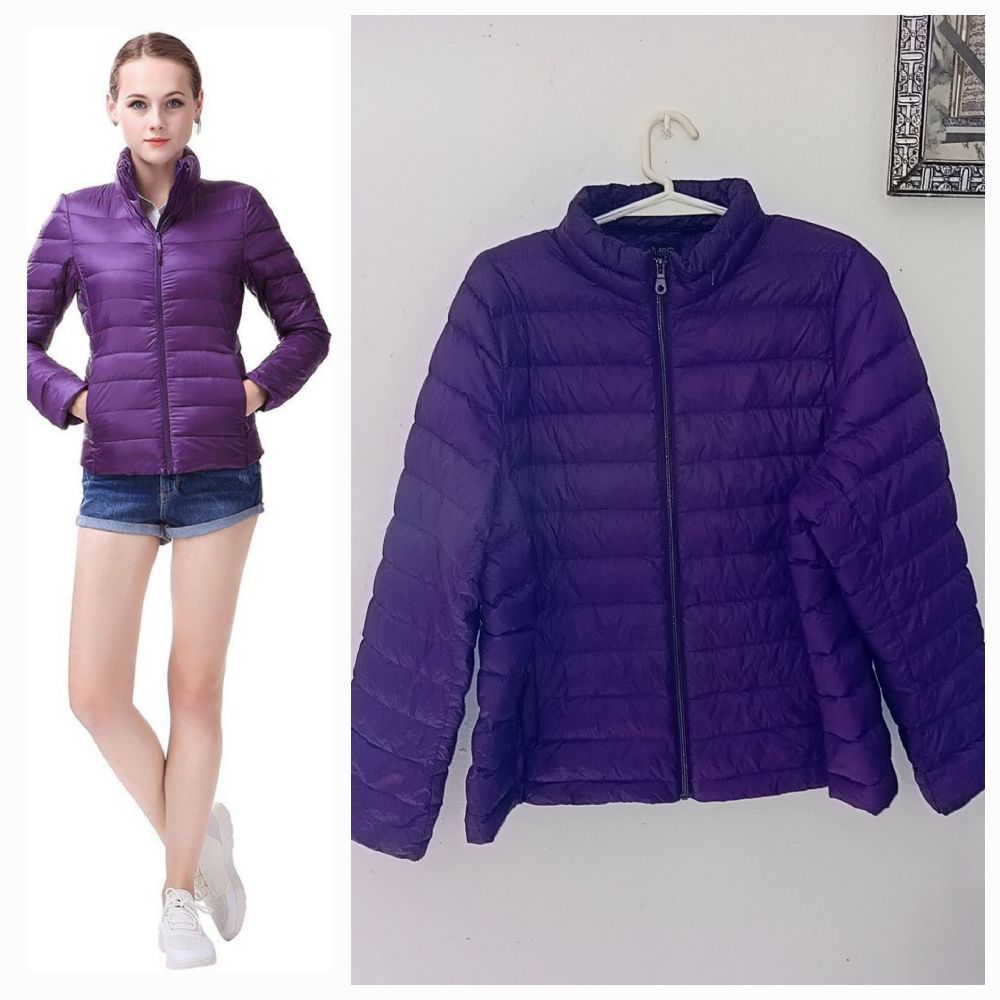 Purple puffer packable jacket