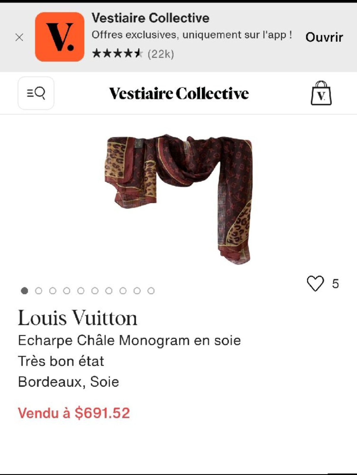Écharpe 100% soie louis Vuitton 