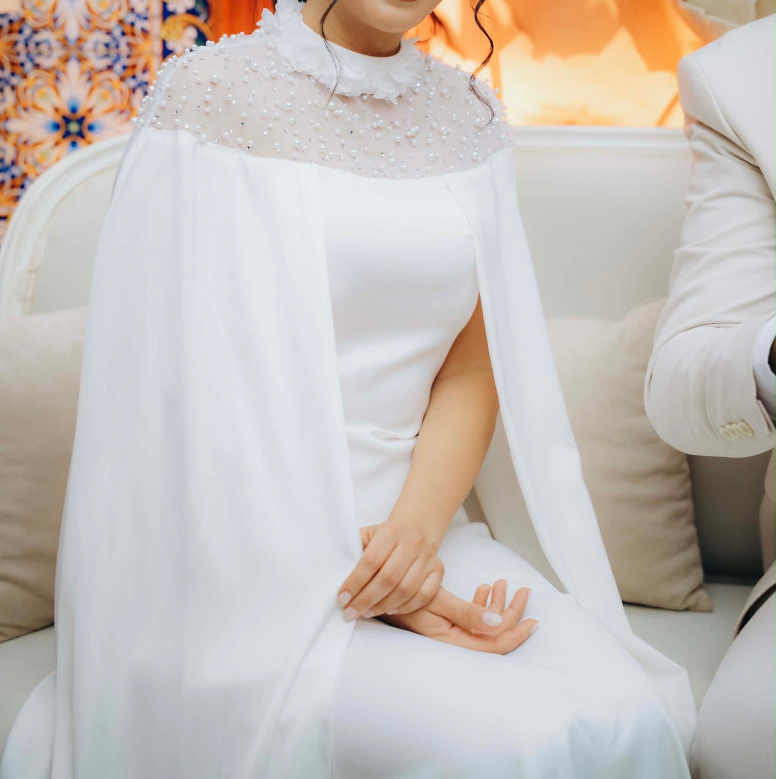 Golden Apple Cape Effect Maxi Dress
