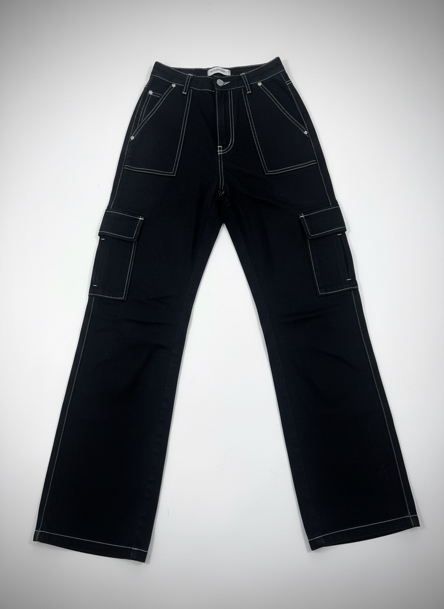 Pantalon cargo noir flora jeans