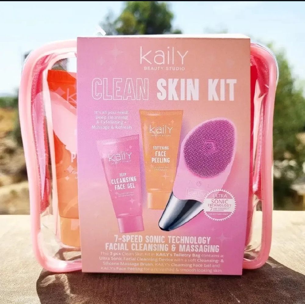 Nouveauté kaily beauty studio 🔥 clean skin kit 🔥 gel nettoyant 🔥 peeling visage 🔥brosse nettoyante électrique 7 vitesses 🔥 trousse 🔥