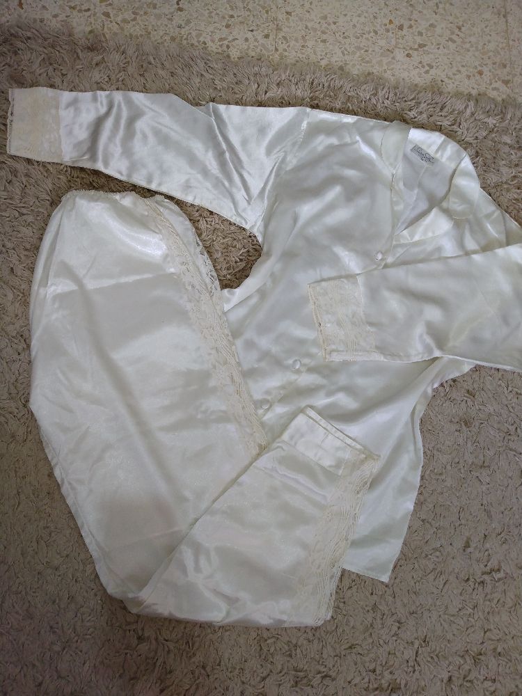  pyjama satin over size avec dentelle 