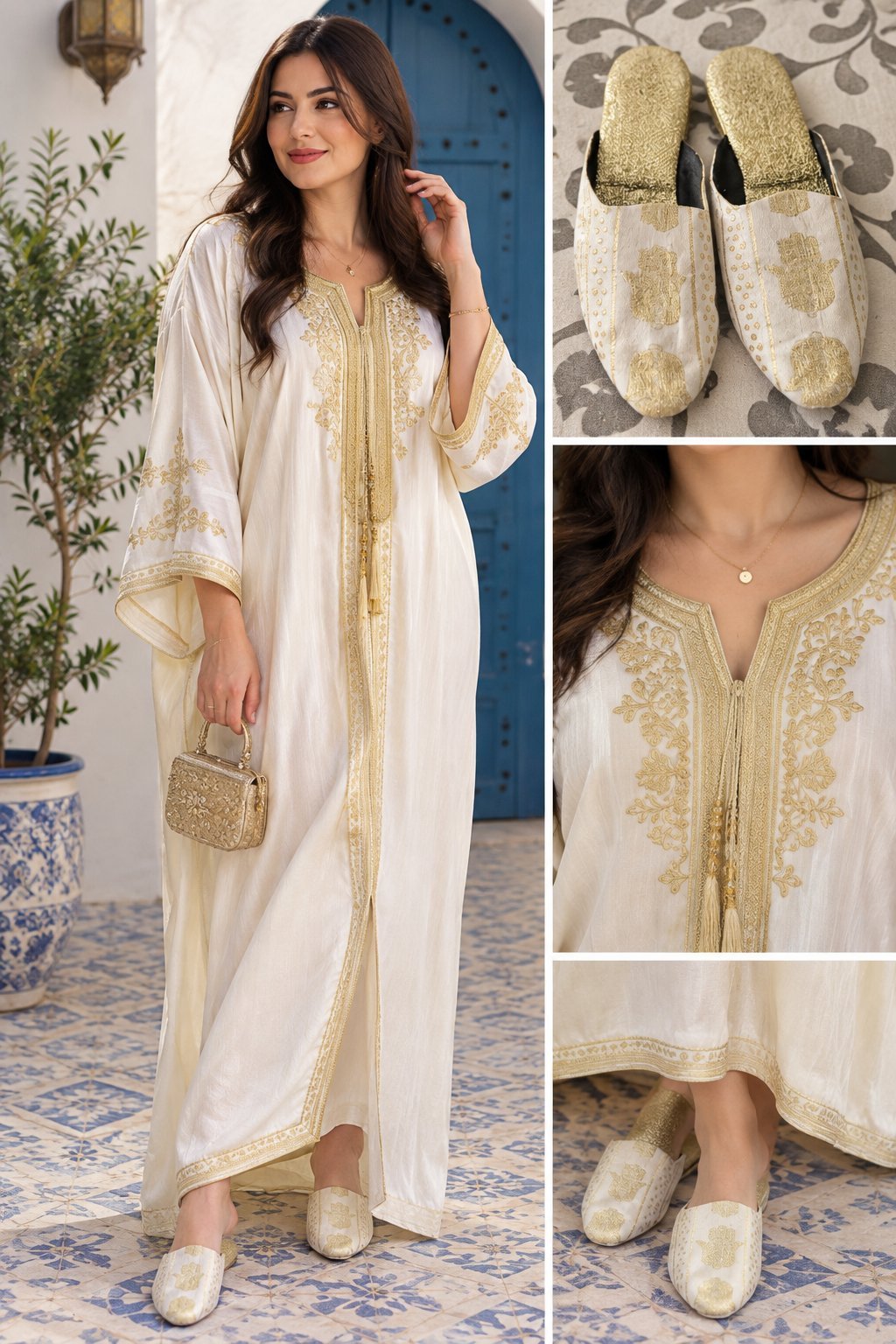   Babouche traditionnelle tunisienne dorée ✨