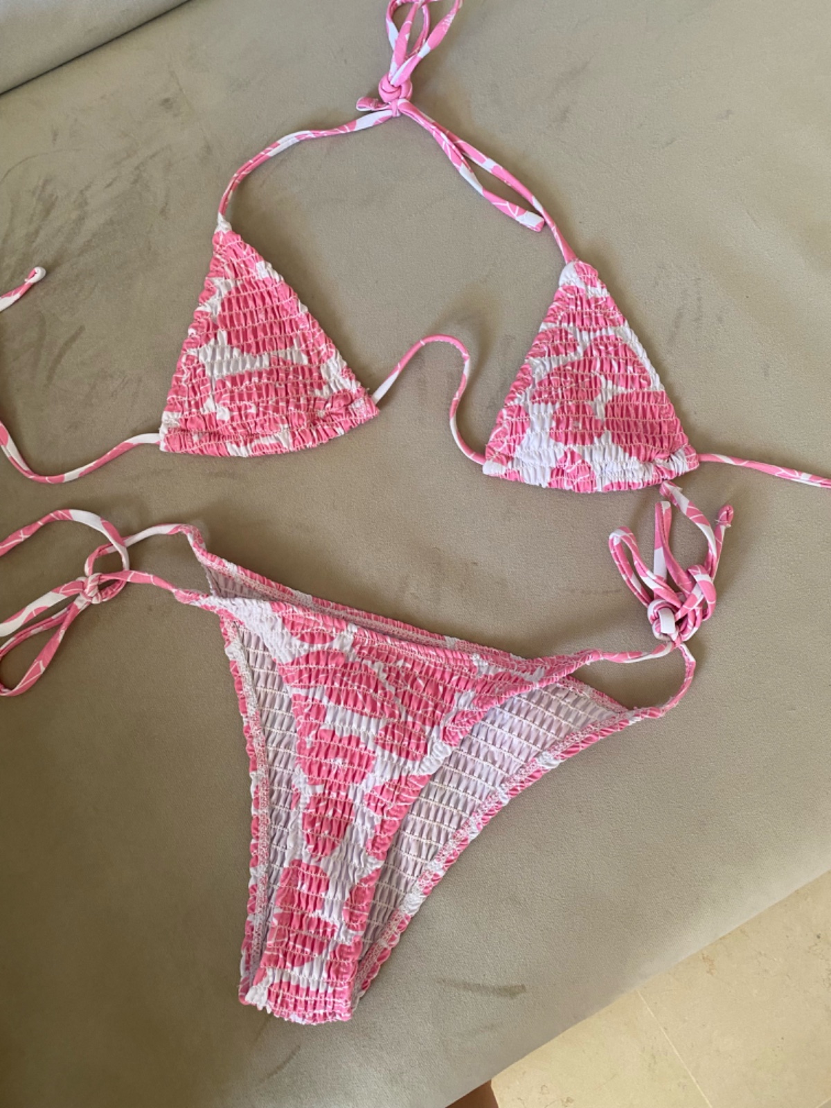Bikini rose et blanc 