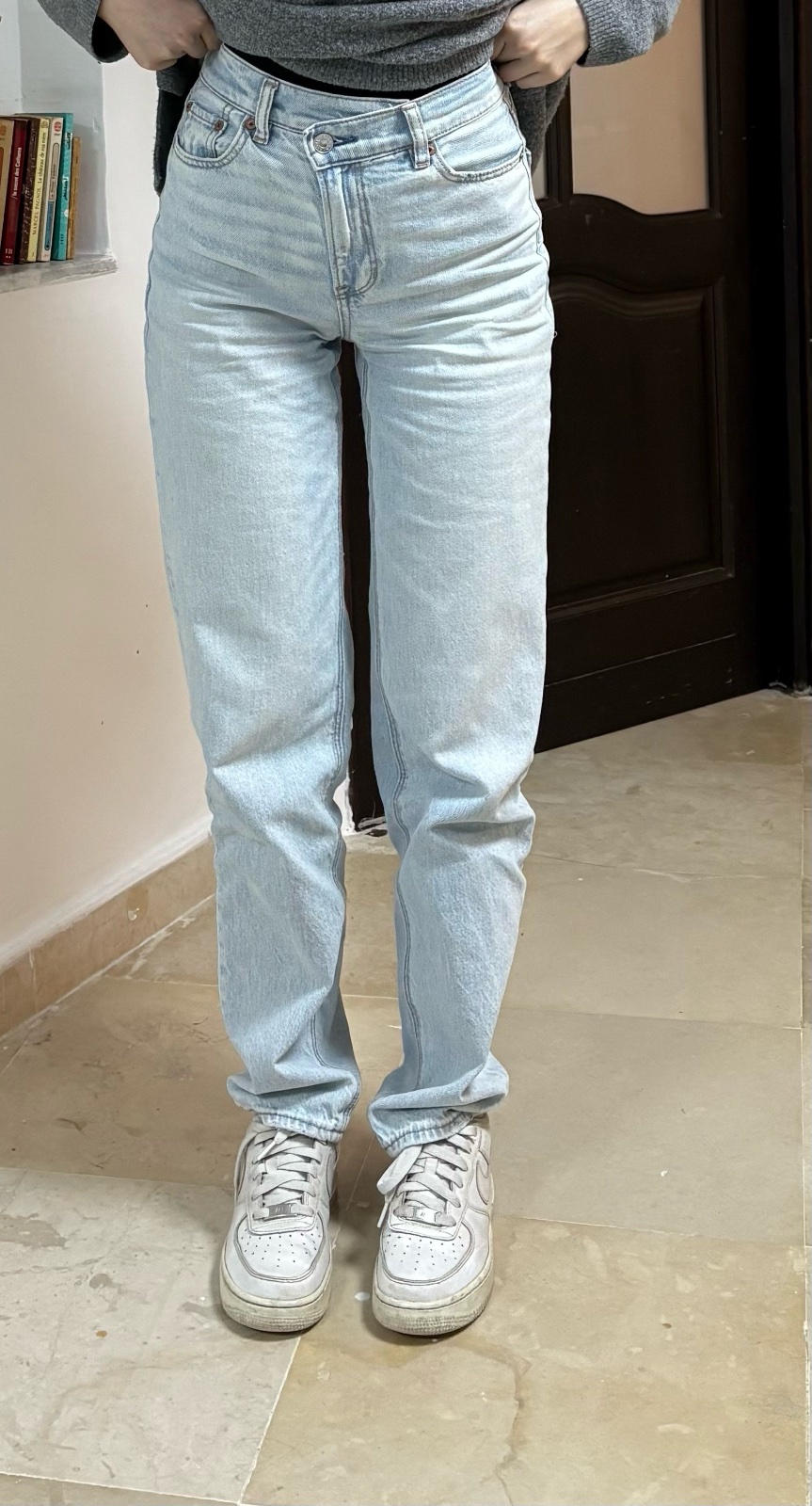 Jean croisé taille haute mom