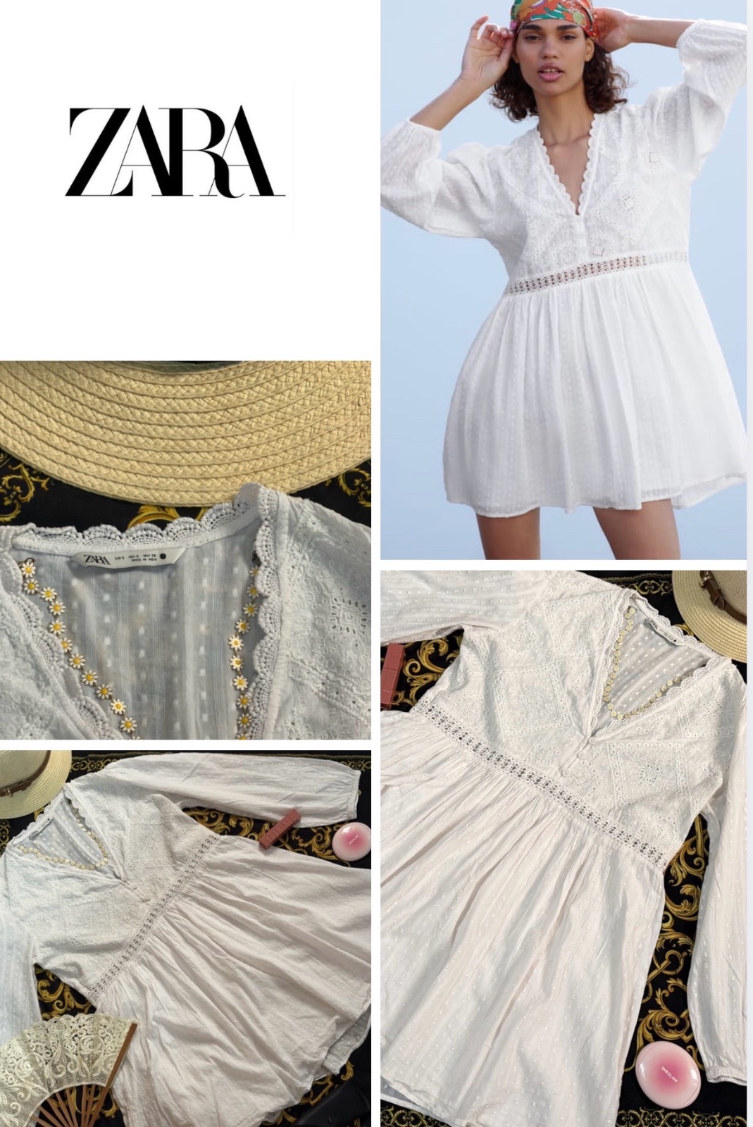 Robe zara courte brodée taille S/M