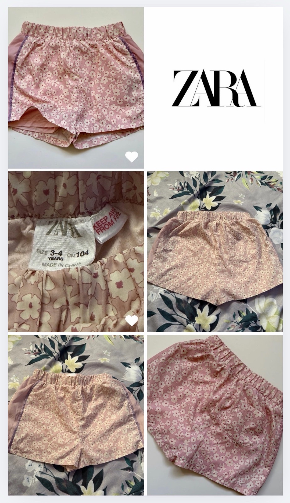Short zara pour fille 3-4 ans