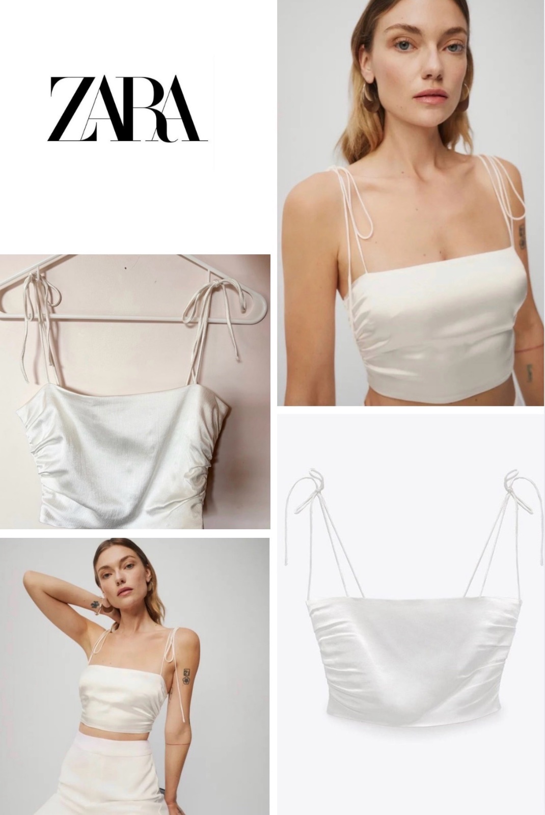 Top zara blanc satiné taille S